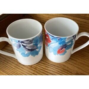 Spode Home Rare “Floral Breeze” Set Of 2 Floral Coffee Mugs - Tropical Hibiscus